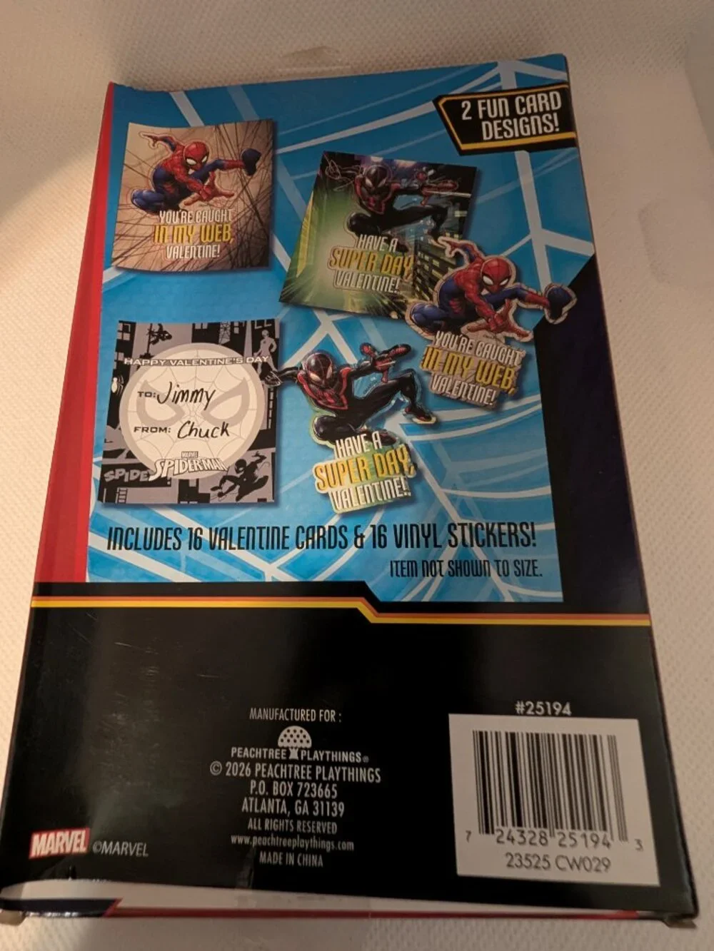 Marvel Spider-Man 16 Vinyl Sticker Valentine Cards